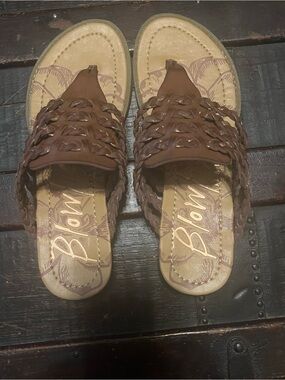 Blowfish Malibu Brown Braided Thong Slide Sandals | Boho Comfort Sandals 7